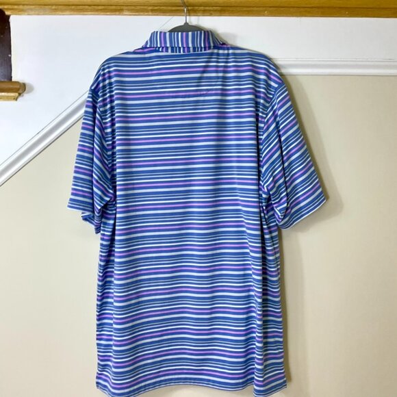 Donald Ross Polo Shirt Golf Men’s Light Blue Pink Stripe Casual (L) - Picture 2 of 6